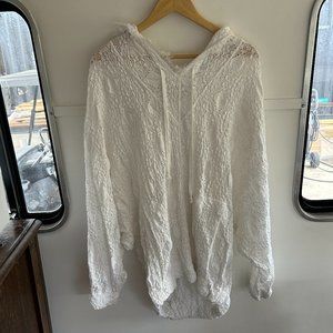 Intimately Free People Coquille White Hoodie Size Small Cover Up